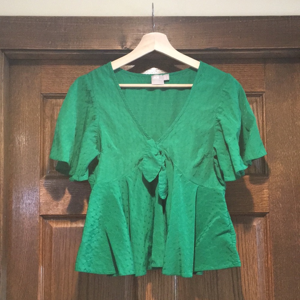 ASOS Tiny Hearts Flowy Green Blouse 6